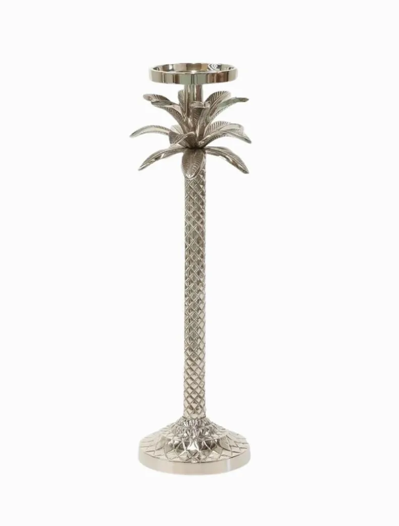 Raffles Palm Candle Stick Silver Medium