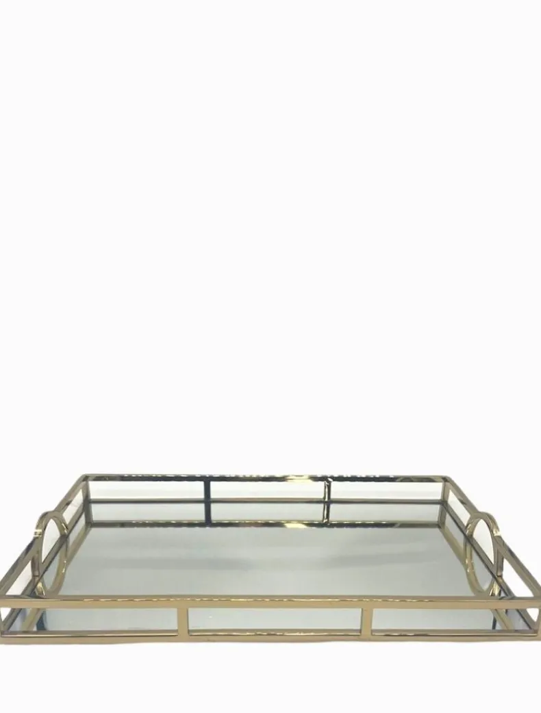 Rectangle Arch Handle Tray Gold Large