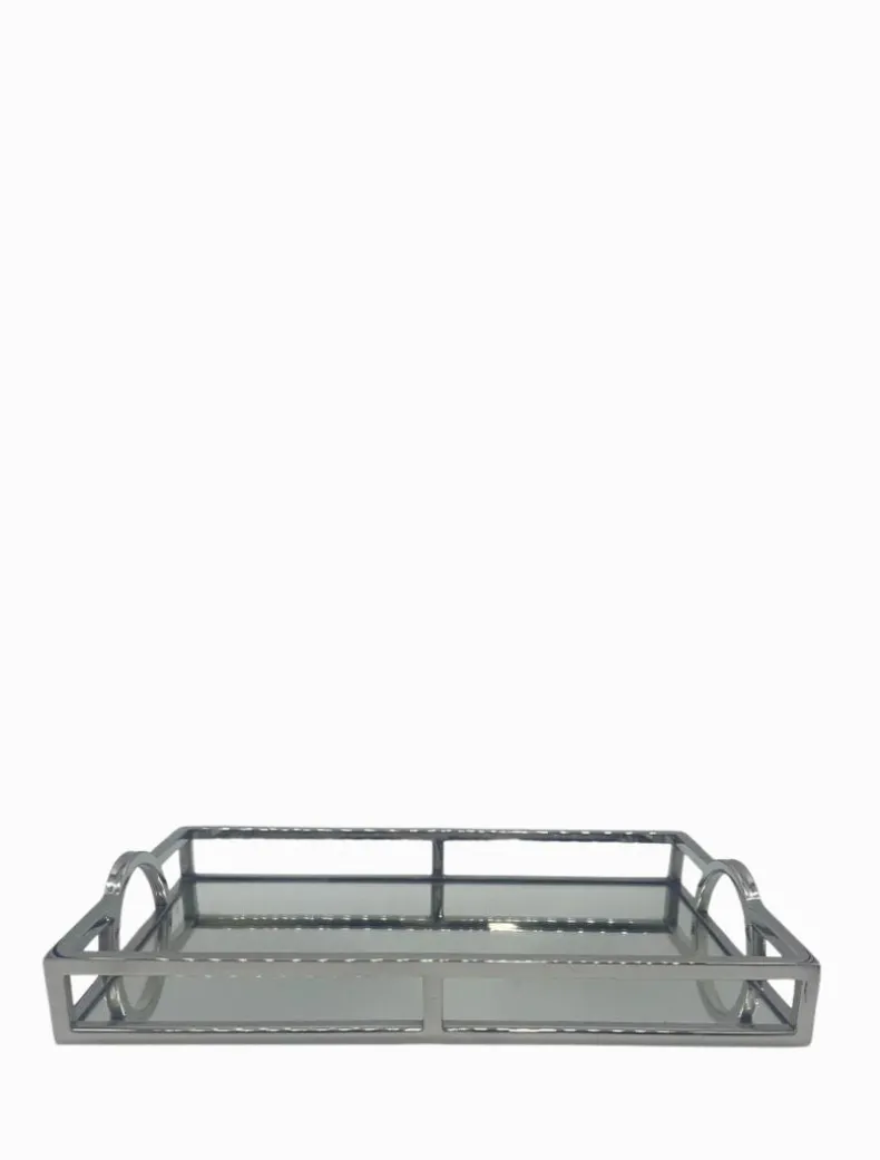 Rectangle Arch Handle Tray Silver Small