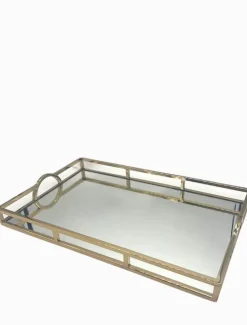 Rectangle Arch Handle Tray Gold Large