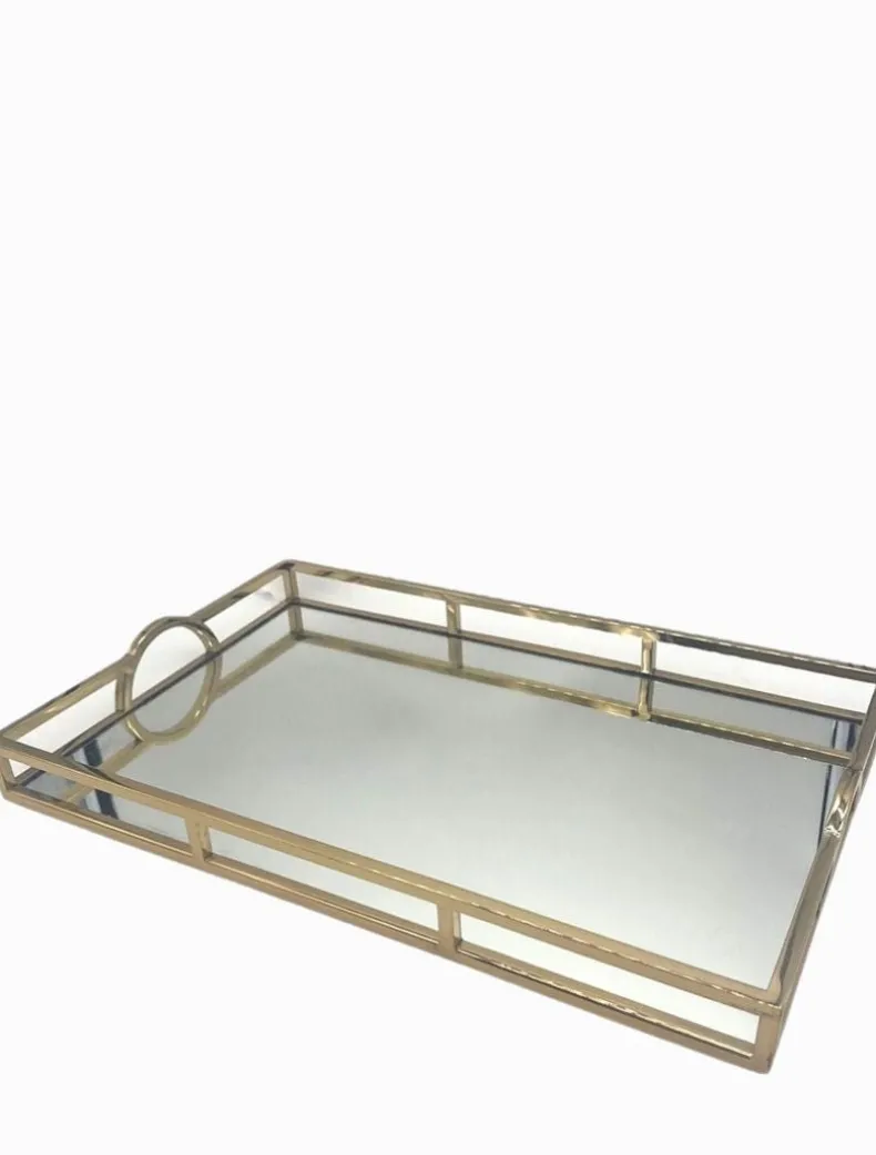 Rectangle Arch Handle Tray Gold Large