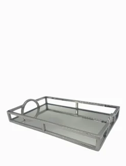 Rectangle Arch Handle Tray Silver Small