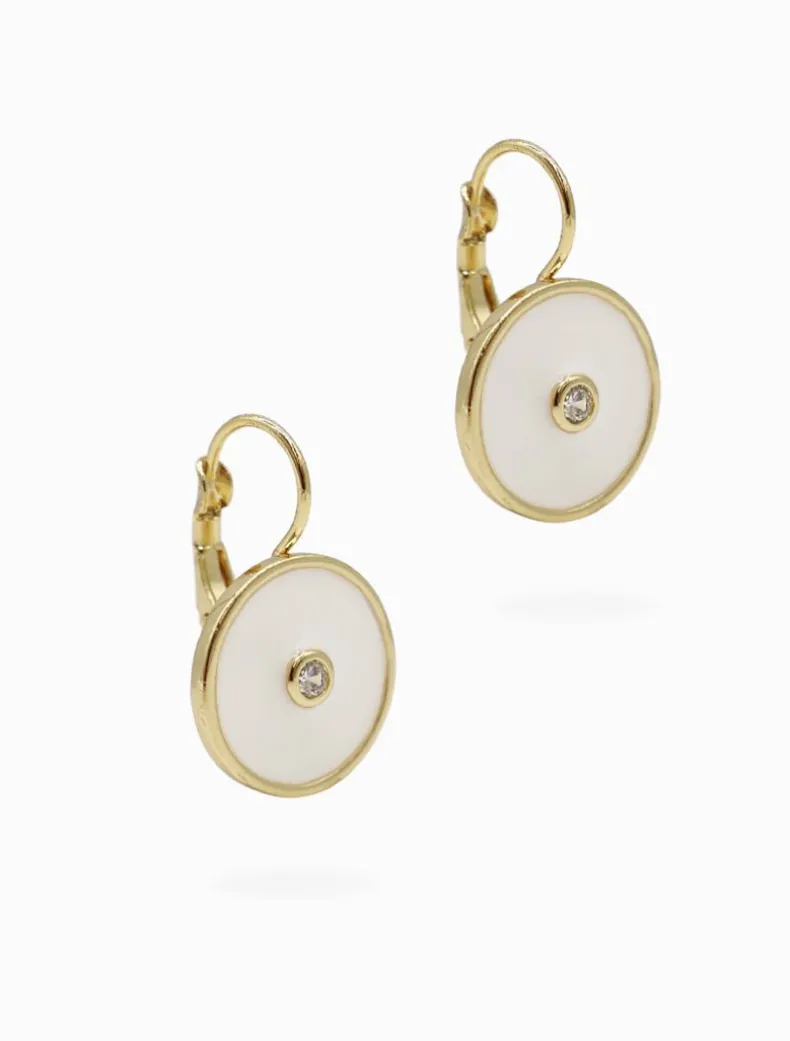 Round Enamel Crystal Hooks White