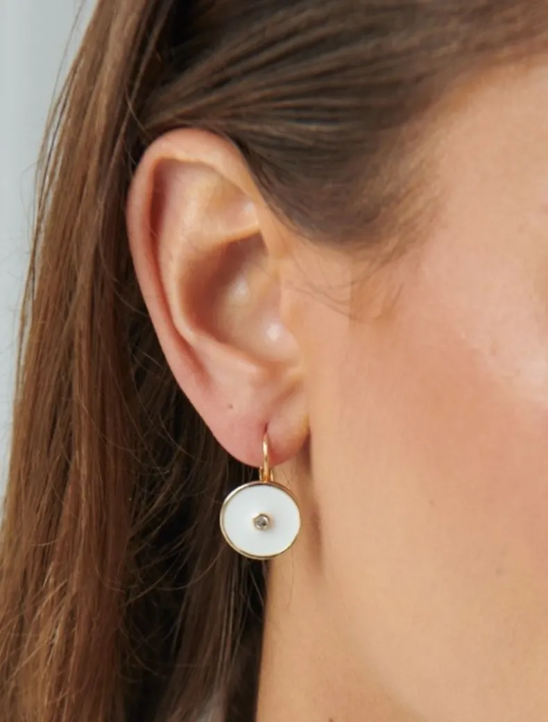 Round Enamel Crystal Hooks White