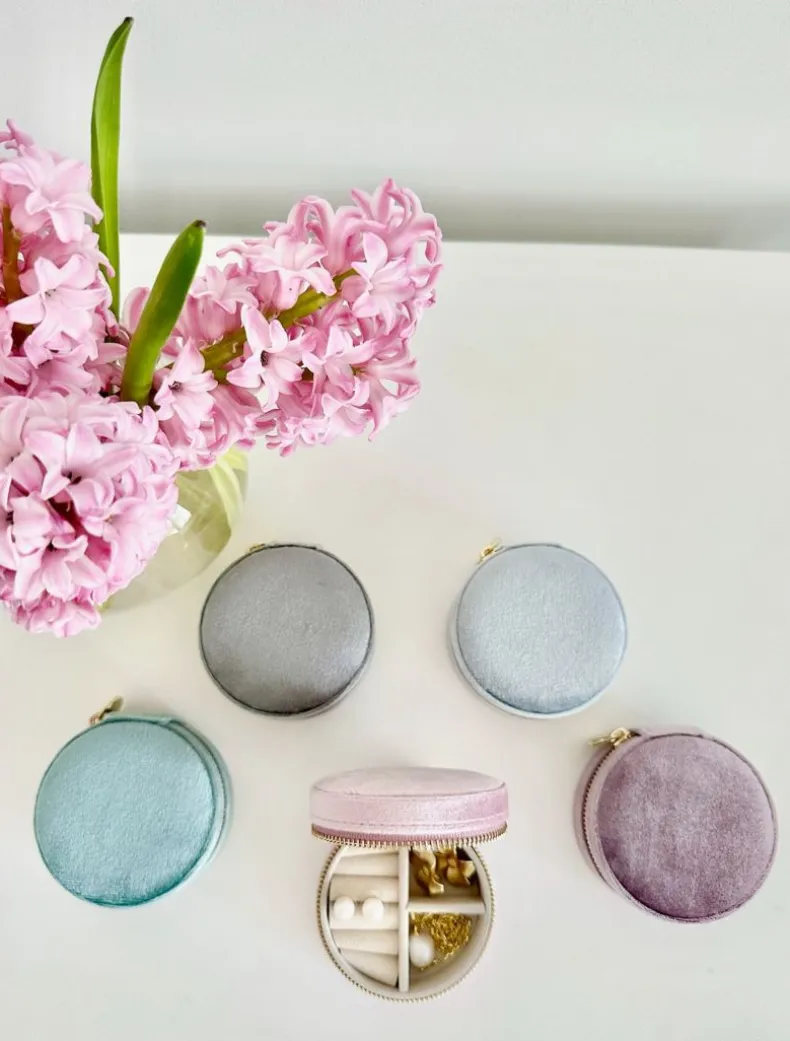 Round Jewellery Case Blue