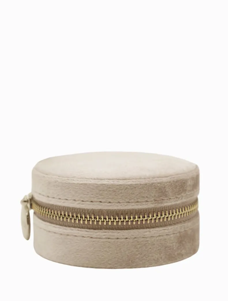 Round Jewellery Case Champagne