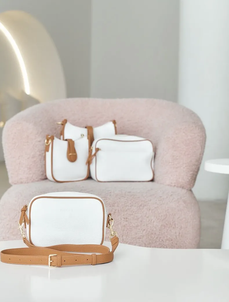 Ruby Sports Cross Body Bag Dual Tone White Tan