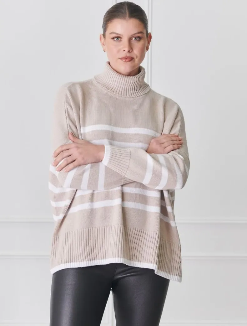 Samantha Striped Knit Ecru White