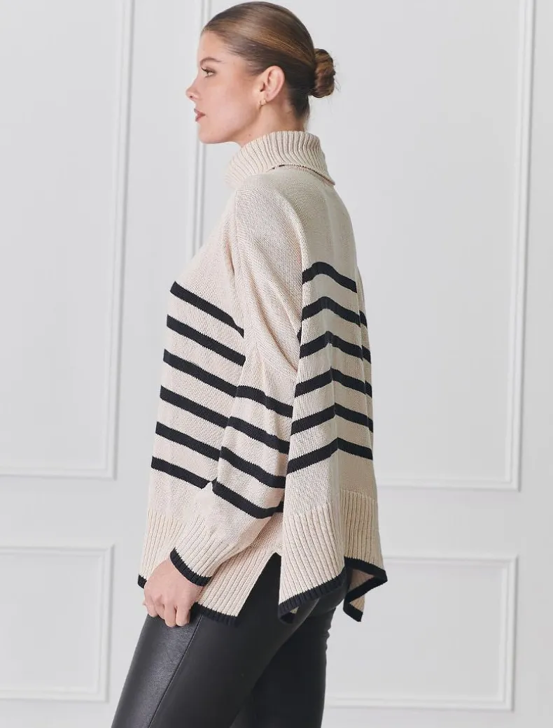 Samantha Striped Knit Ecru Black