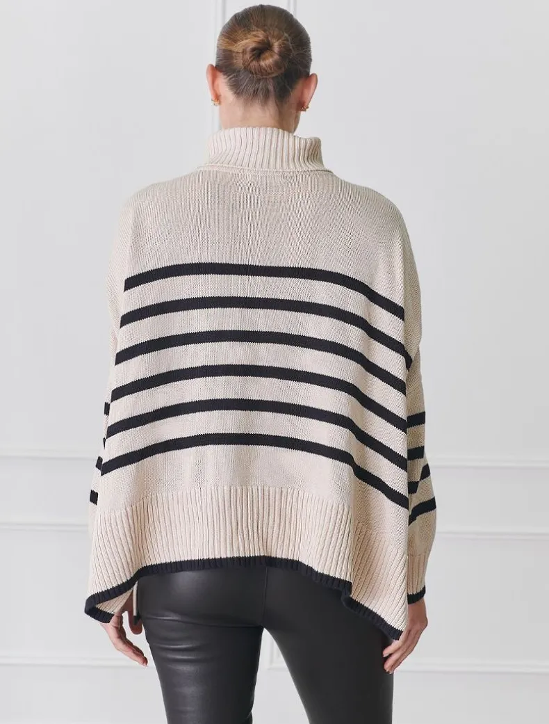 Samantha Striped Knit Ecru Black