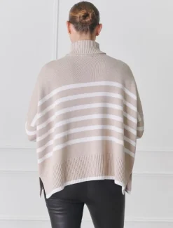 Samantha Striped Knit Ecru White