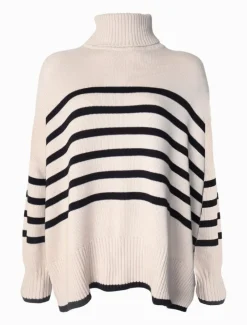 Samantha Striped Knit Ecru Black