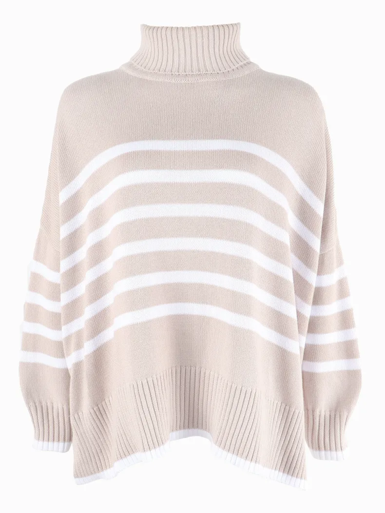 Samantha Striped Knit Ecru White