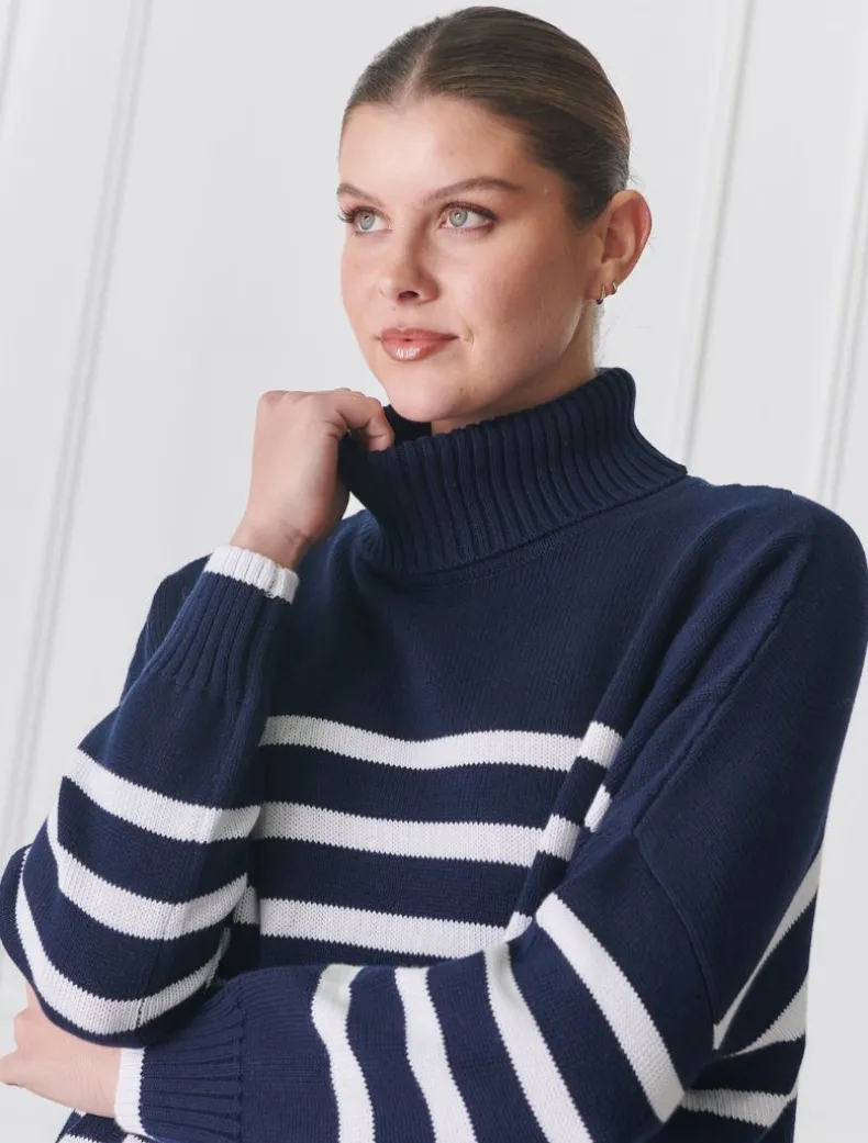 Samantha Striped Knit Navy White