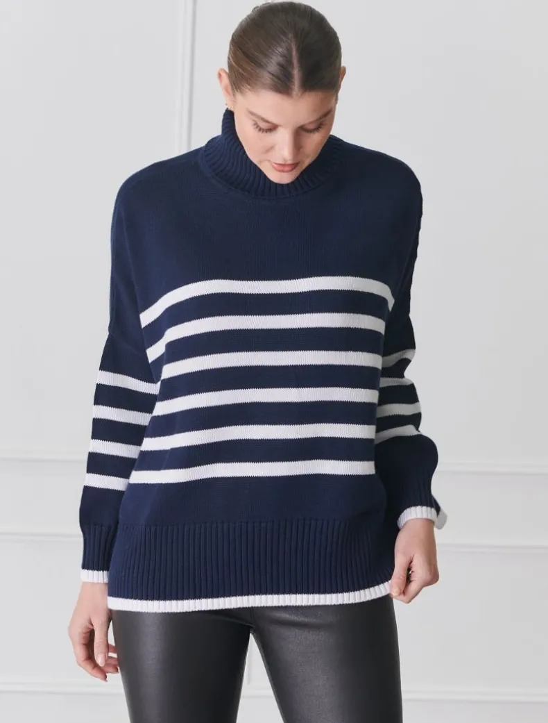Samantha Striped Knit Navy White