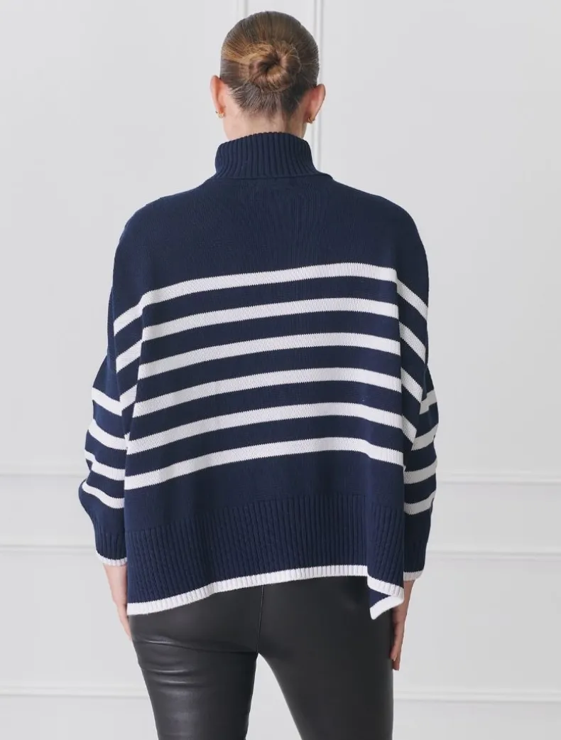 Samantha Striped Knit Navy White