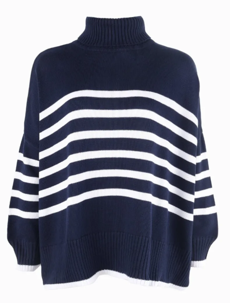 Samantha Striped Knit Navy White