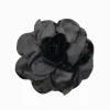 Satin Flower Brooch Black