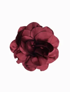 Satin Flower Brooch Merlot