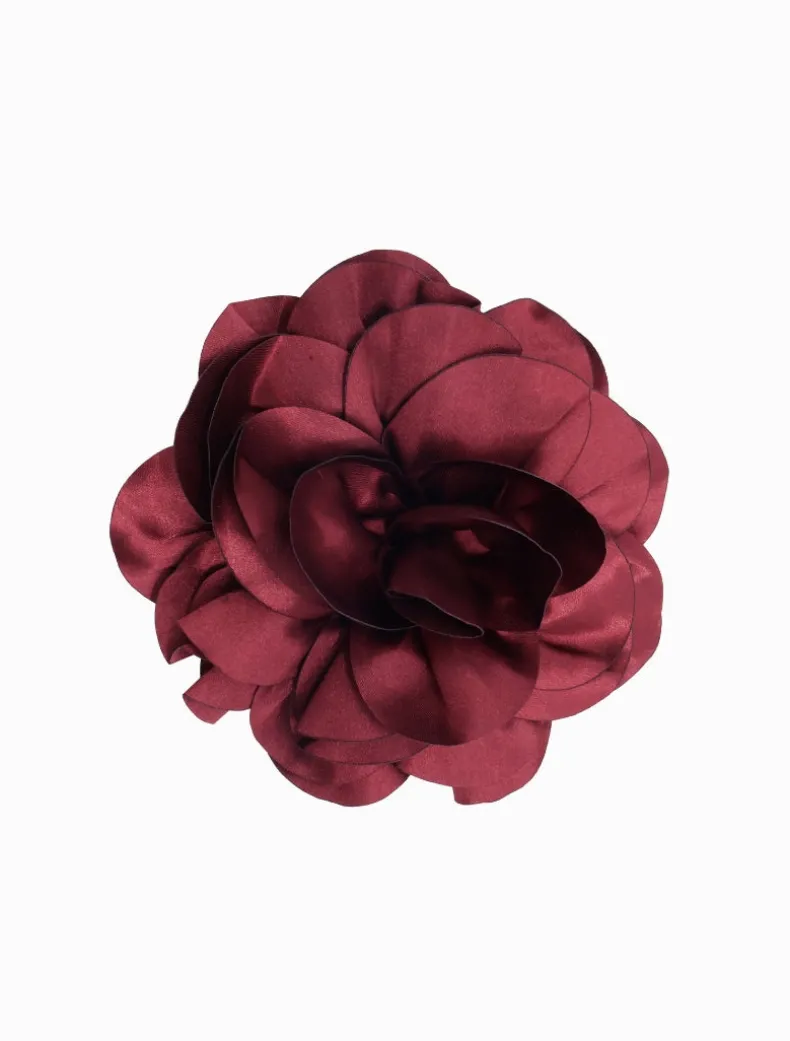 Satin Flower Brooch Merlot