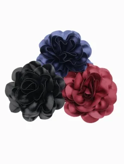 Satin Flower Brooch Merlot