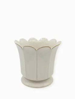 Scalloped Pot White Large