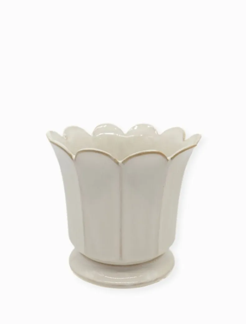 Scalloped Pot White Large