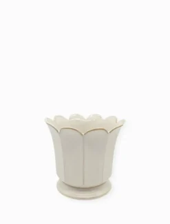 Scalloped Pot White Small