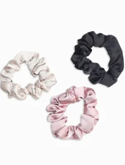 Scrunchie Set of 3 Black Pink Ivory