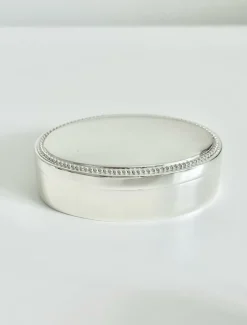 Silver Plated Oval Beaded Box