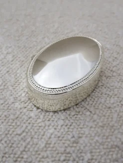 Silver Plated Oval Beaded Box
