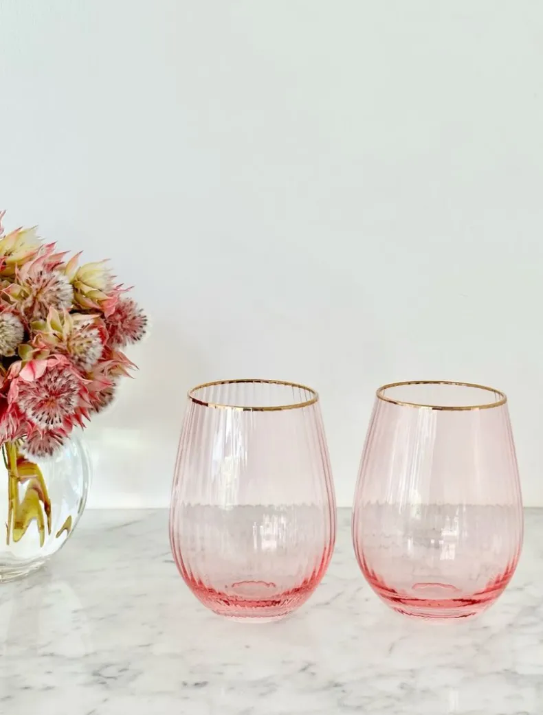 Soiree Crystal Gin Tumblers Pink (Set of 2)