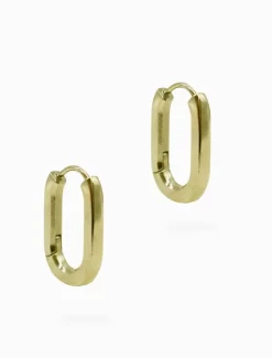 Solid Oval Lever Hoops Gold