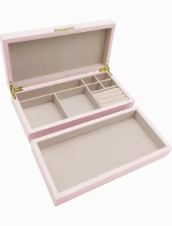Stacking Lacquered Jewellery Box Pink Large