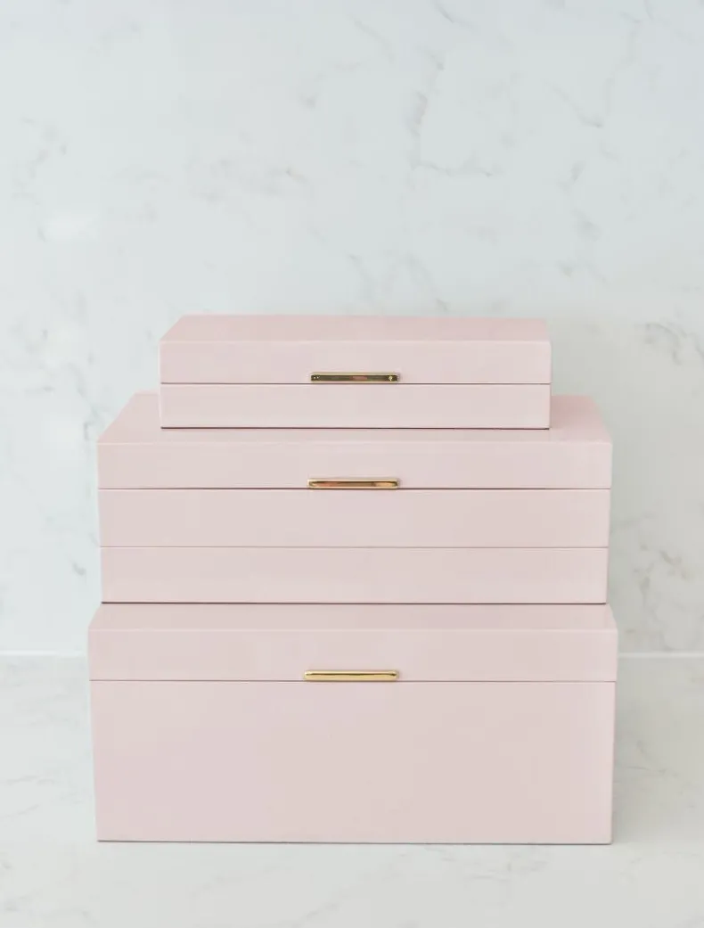 Stacking Lacquered Jewellery Box Pink Large