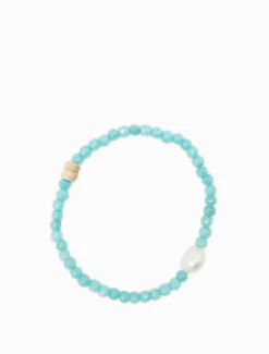 Stone and Pearl Bracelet Aqua