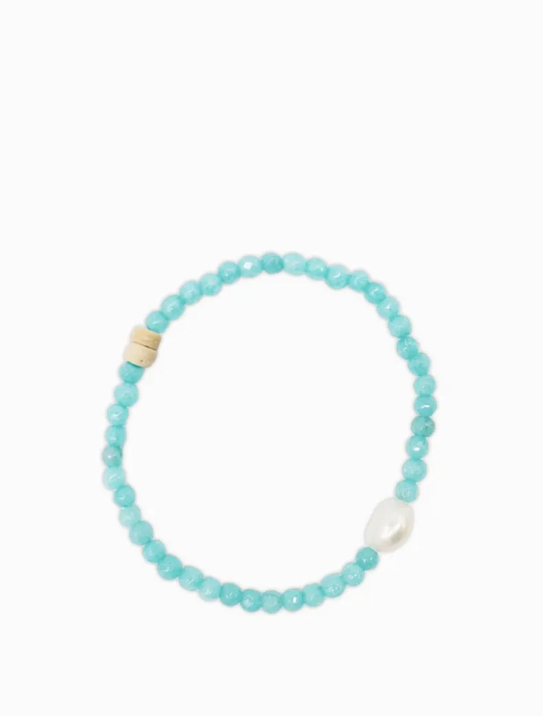 Stone and Pearl Bracelet Aqua