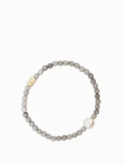 Stone and Pearl Bracelet Grey