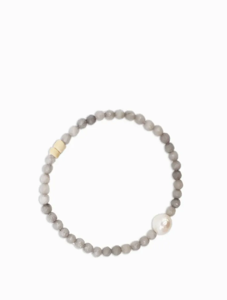 Stone and Pearl Bracelet Grey