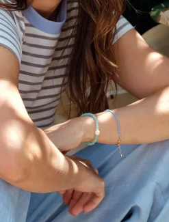 Stone and Pearl Bracelet Aqua