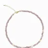 Stone and Pearl Necklace Lilac