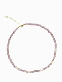 Stone and Pearl Necklace Lilac