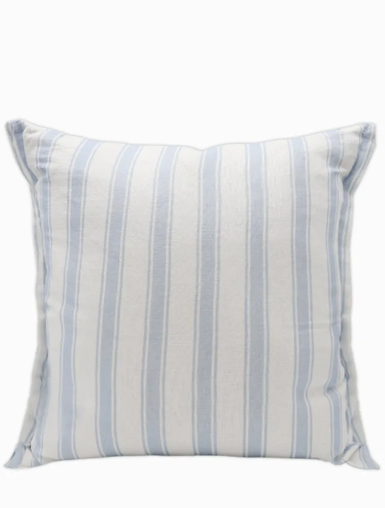 Stripes Linen Cushion Light Blue