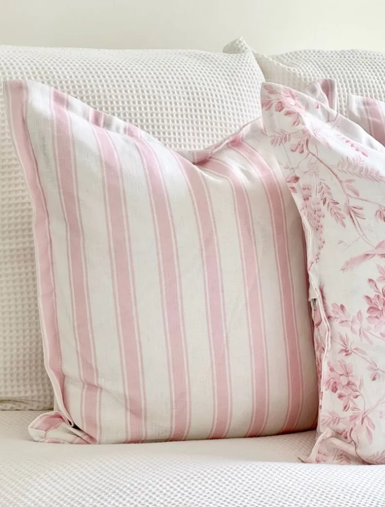 Stripes Linen Cushion Light Pink