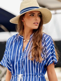 Summer Fedora Navy Stripe