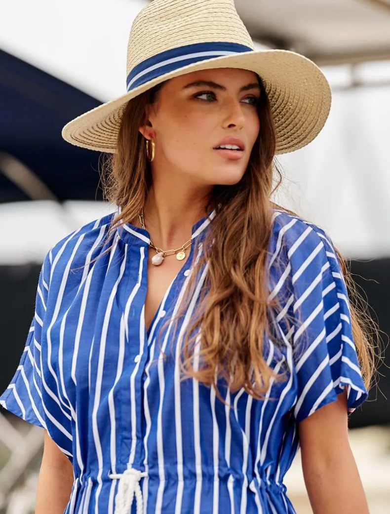 Summer Fedora Navy Stripe