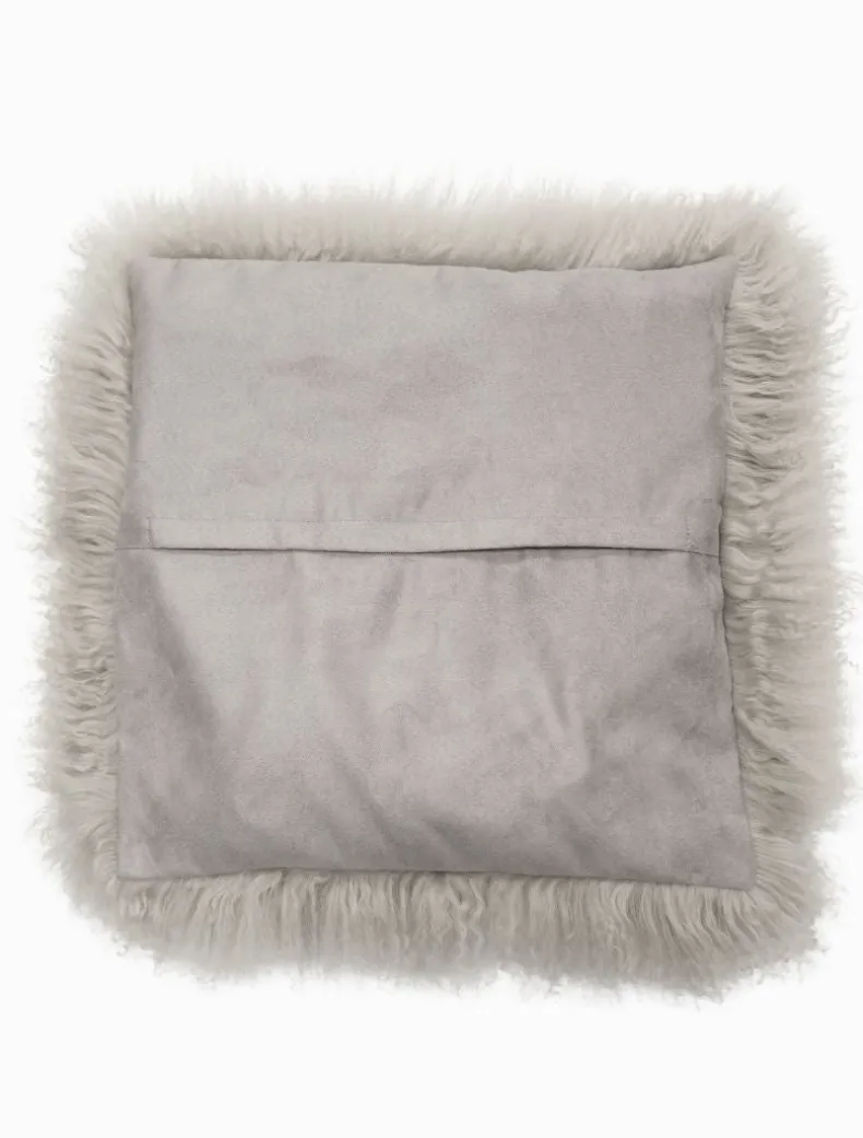 Tibetan Fur Cushion Grey