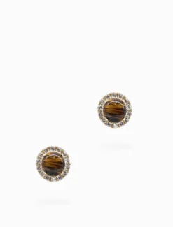 Tigers Eye and Crystal Studs