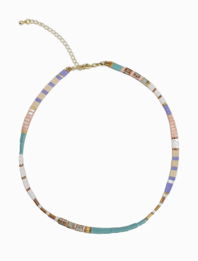 Tila Necklace Nude and Turquoise