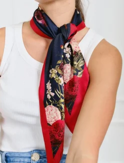Trapezoid Scarf Floral Navy